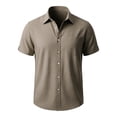 thumbnail image 4 of CHUMUD Men's Cotton Linen Short Sleeve Casual Pocket Shirts Button Down Shirt Collared Summer Breathable Blouse, 4 of 8