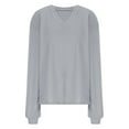 thumbnail image 2 of Oksale Long Sleeve Tunic Tops for Women Waffle Knit Shirts Trendy V Neck Sweatshirts Long Sleeve Dressy Pullover Gray XL, 2 of 9
