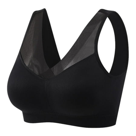 Black XX-Large Women s Comfortable and Large Sports Bras for Women Thin Summer Bra Beautiful Big Bra Back Tank Top No Women Bras Wireless Cotton Steel Ring Bra