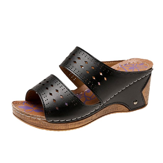 asddcavvf Summer Fashion Plus Size Fashion Hollow Open Toe Wedges Roman Sandals