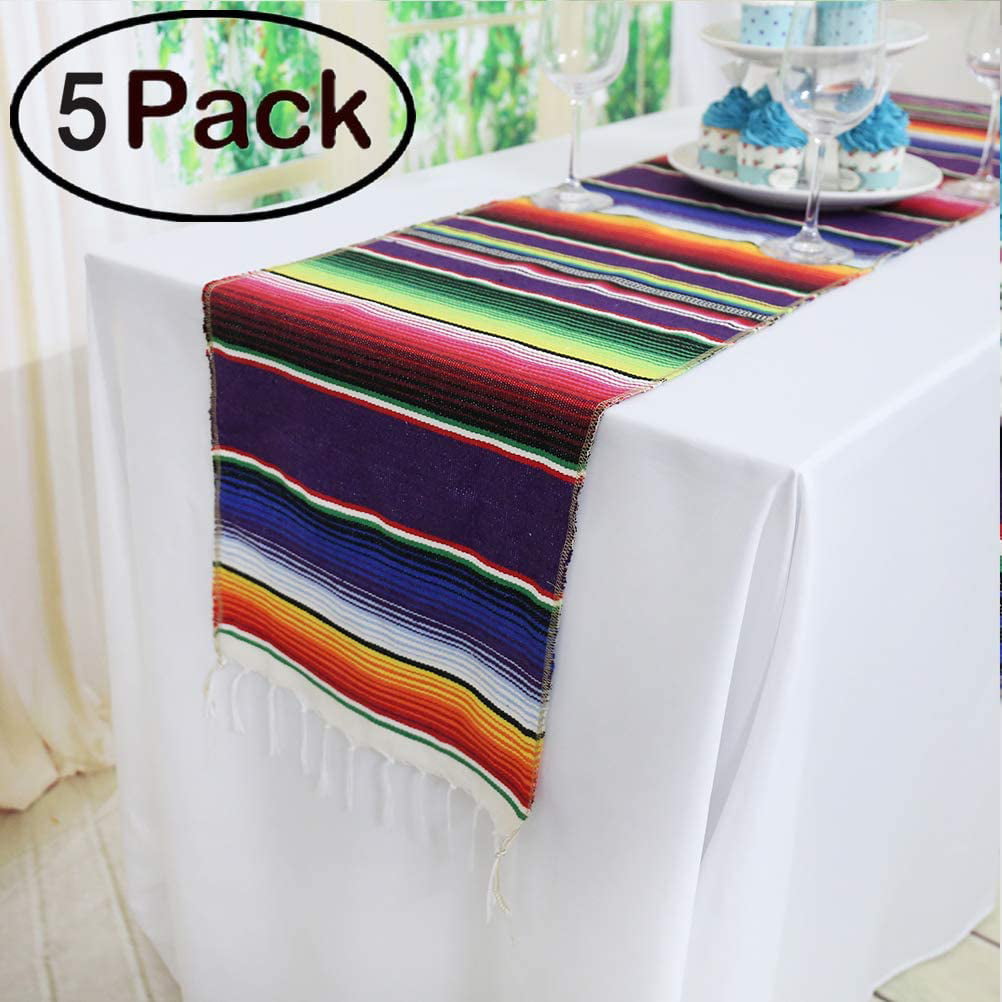 Mexican Serape Table Runner Woven 72"x14" Tablerunner Set of 3 Assorted Colors 