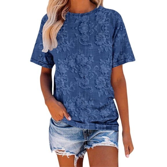 MEICHEN Womens Casual Short Sleeve Tops Neck T Shirts Summer Loose Fit Daily Wear Blouse for Women