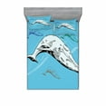 thumbnail image 2 of Ambesonne Animal Fitted Sheet & Pillow Sham Set, Ocean Whales Hand Drawn, Twin, White and Blue, 2 of 3