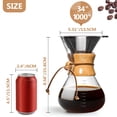 thumbnail image 3 of WAAYEE Pour Over Coffee Maker with Double Layer Stainless Steel Filter, 8-Cup, 34oz, Drip Coffee Maker, Coffee Dripper Brewer, High Heat Resistant Carafe, also for Camping, Hiking, 3 of 9