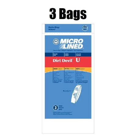 (3) Vacuum Cleaner Bags For Dirt Devil Type U Micro Filtration