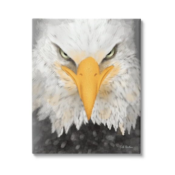 Stupell Industries Bald Eagle Gaze Portrait Animals & Insects Painting Gallery Wrapped Canvas Print Wall Art, 16 x 20