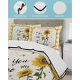 thumbnail image 3 of Full Size Quilt Bedding Set, Sunflowers Reversible Summer Quilt 3 Pieces, Yellow Floral Watercolor Botanical Checkered Rustic Lightweight Bedspreads Coverlets with 2 Pillow Shams for All Seasons, 3 of 5