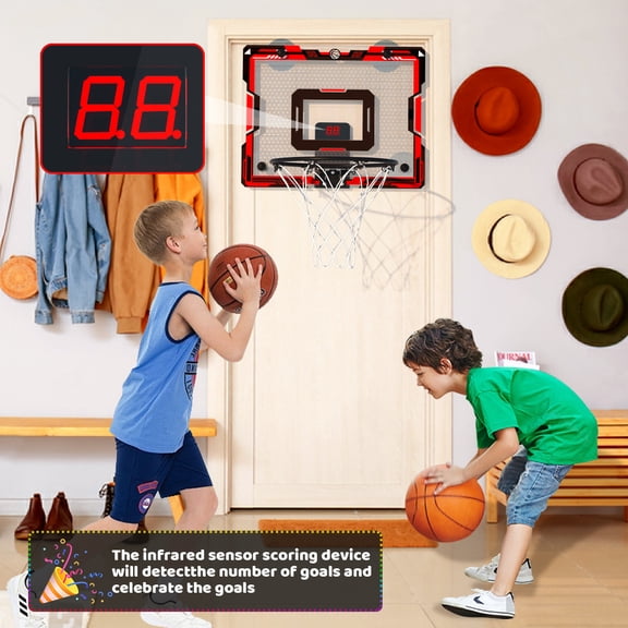 Indoor Basketball Hoop - Basketball Hoop with 2 Ball, with Electronic Scoreboard, Suitable for Walls, Bedrooms, and Offices, Sport Toys Birthday Gift