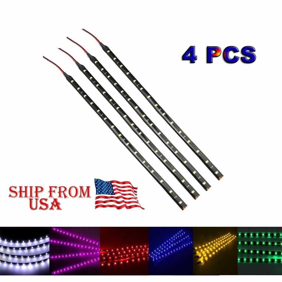 Details about   8 PCS 12V 12" Red 15SMD Flexible LED Strip Light Waterproof For Car Truck Boat 