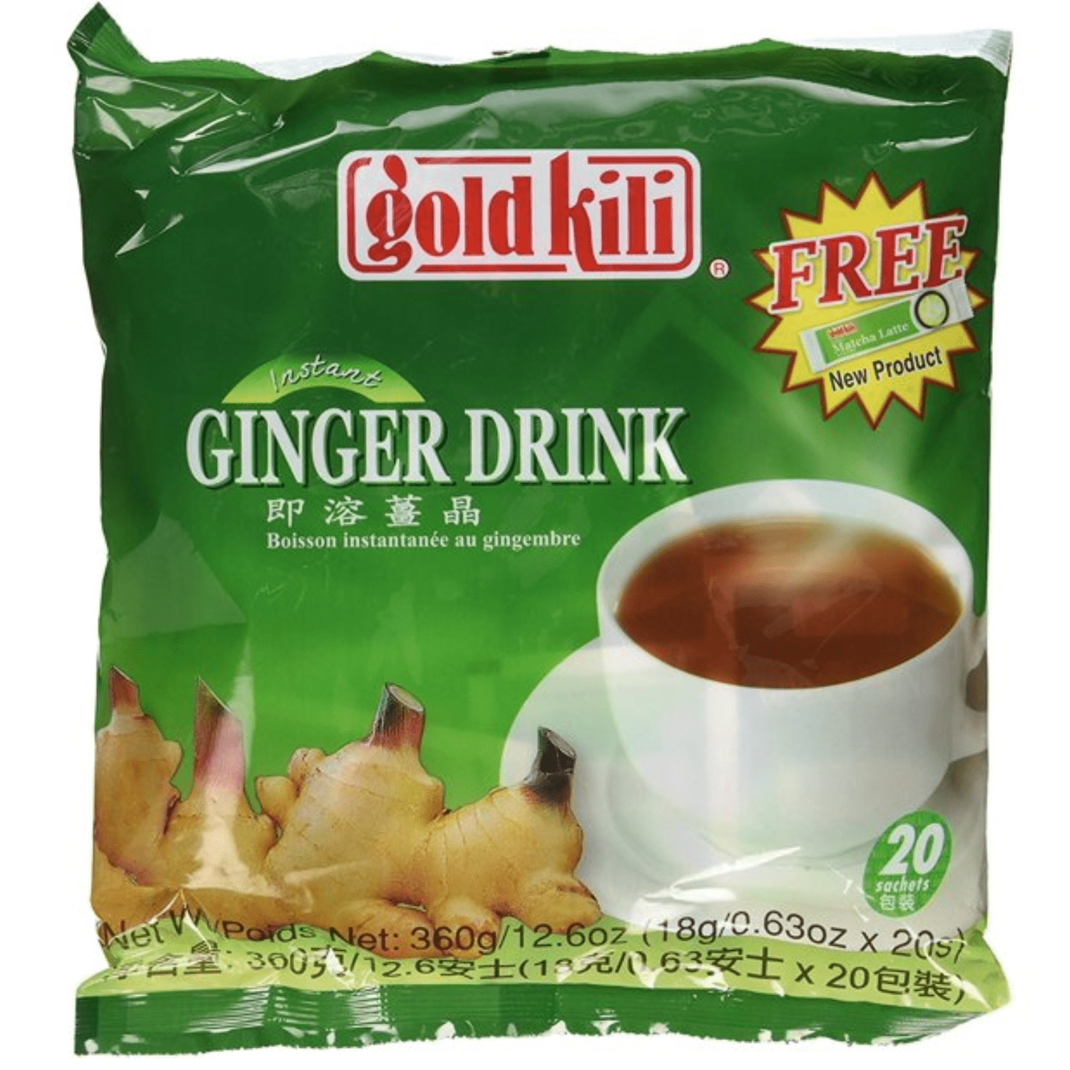 Gold Kili Instant Honey Ginger Tea 20 Sachets Made with All Natural