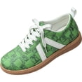thumbnail image 2 of HTHLVMD Woven Lace Up Sneakers, Linen Casual Shoes, Women Classic Retro Gum Sole Fashion Sneakers Casual Tennis Skate Shoe Genuine Leather Walking Footwear Anti Slip Trainers, Army Green 5.5, 2 of 6