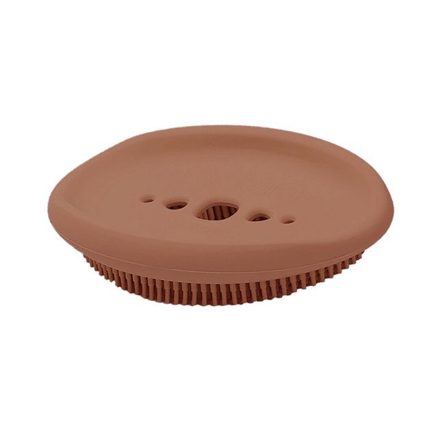 Bearachild Estante de drenaje de silicona para baño, soporte de esponja para inodoro, placa de almacenamiento Flexible, bandeja para platos con Almacenamiento y organización del hogar marrón redondo