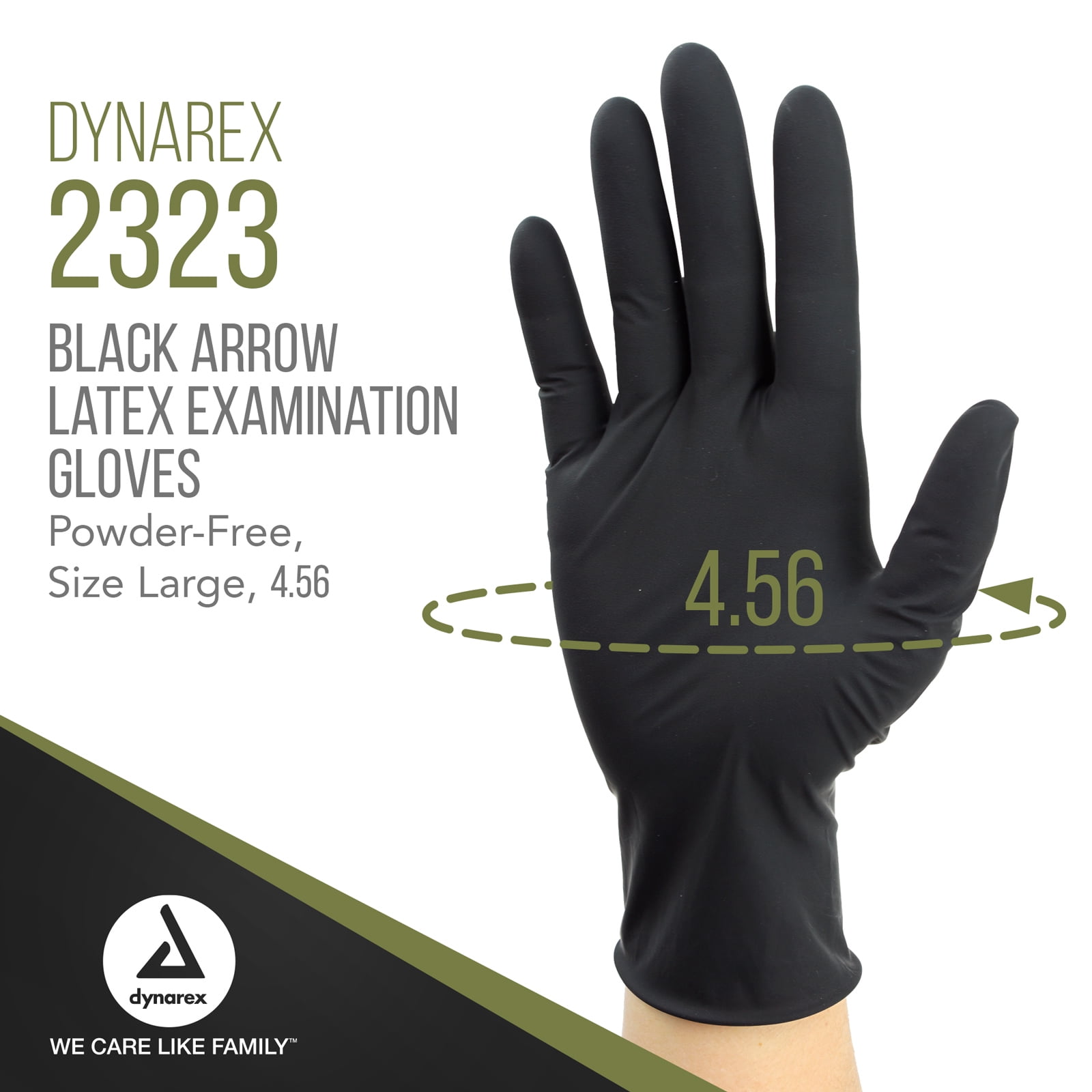 Dynarex Black Arrow Disposable Latex Exam Gloves, Powder-Free, For Healthcare, Law Enforcement, Tattoo, Salon or Spa, Black Gloves (1 Case of 1000 Gloves, Large Size)