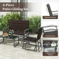 thumbnail image 3 of Demifill 4-Piece Patio Gliding Set, Wicker Swing Glider Furniture Set, All Weather Swing Glider Furniture with Tempered Glass Coffee Table, Gliding Set for Outdoor as Garden, Patio, Brown, 3 of 5