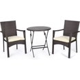 thumbnail image 1 of Millies utdoor 3-Piece Wicker Patio Bistro Set with Cushions, Foldable Table and Chairs, Weather-Resistant Rattan Furniture for Garden, Backyard, Balcony, and Poolside, 1 of 7