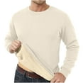 thumbnail image 2 of Wrtxtat Mens Fuzzy Sherpa Sweatshirts Winter Thick Warm Fleece Lined Long Sleeve Crewneck Pullover Tops Heavyweight Loungwear Underwear Shirts with Pockets Z02-Beige M, 2 of 9