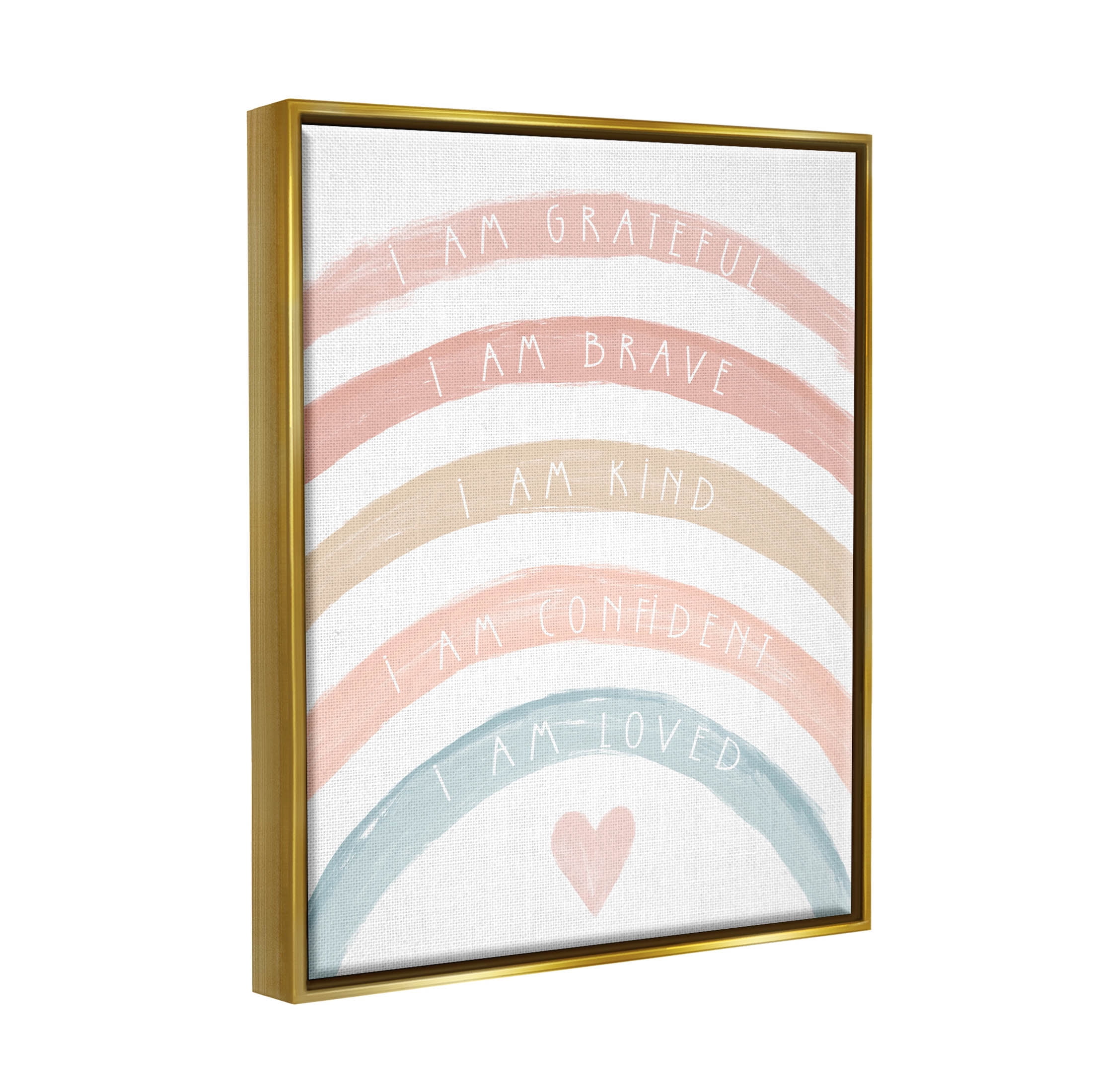 Stupell Industries Inspirational Confidence Rainbow Phrases Graphic Art Metallic Gold Floating Framed Canvas Print Wall Art, Design by Daphne Polselli