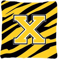 Monogram Initial x Tiger Stripe - Black Gold Decorative Fabric Pillow