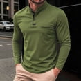 thumbnail image 6 of LEAVINGSUO Men's Stand Collar Long Sleeve Shirt Casual Loose Fitting Sports Breathable Top Army Green XXXL, 6 of 7