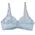 thumbnail image 3 of Bigersell Wireless Cami Bra Women Lace with Underwire Solid Color Double Breasted Push Up Bra Big & Tall Size Tank Tops Bra, Style 4579, Blue 36D, 3 of 3