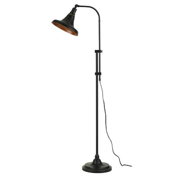47 in. Adjustable Metal Floor Lamp & Tapered Shade, Black