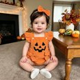 thumbnail image 5 of Baby Girls Sleeveless Bodysuit and Headband Two Piece Set Pumpkin Halloween Cosplay Halloween Outfits Size 6-12 Months, 5 of 6
