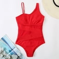 thumbnail image 5 of Gibobby Traje de Baño Sexy Bikini Traje de baño de una pieza para mujer con costuras inclinadas y hombros descubiertos(Rojo,M), 5 of 5