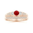 thumbnail image 4 of ANGARA Natural Aeon Vintage Style Ruby and Diamond Three Stone Engagement Ring in 14K Rose Gold for Women (Size-4mm) | July Birthstone, Anniversary, Jewelry Gift for Women | Natural Ruby Ring, 4 of 10