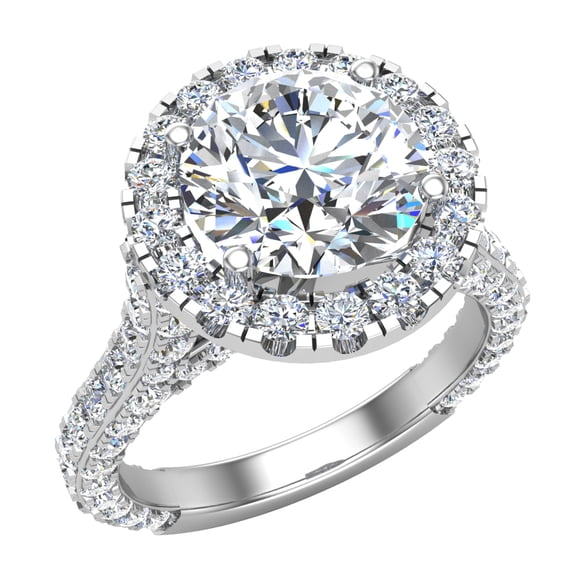 Engagement Rings 14K White Gold Halo Proposal Rings for Women 4.15 CT TW (Moissanite Center)
