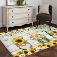thumbnail image 3 of Spring Gnomes Area Rugs 2.7'x5', Washable Small Throw Rugs for Kitchen Bedroom, Botanical Yellow Flowers Leaves Wooden Plank Indoor Outdoor Rug Non-Slip Low Pile Carpet Runner Reversible Floor Mats, 3 of 8