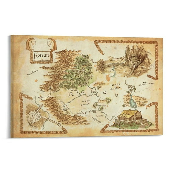 Middle Earth Map Lord of The Rings Poster (19) Wall Art Poster Gifts Bedroom Prints Home Decor Hanging Picture Canvas Painting Posters 08x12inch(20x30cm)
