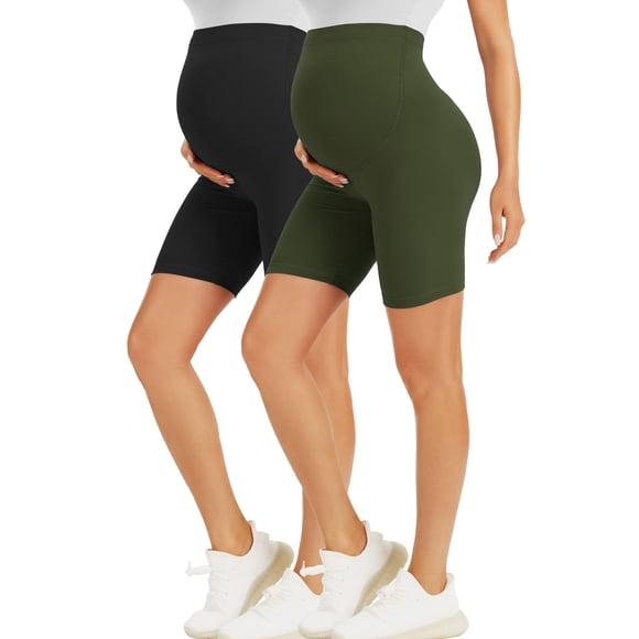 BONVIGOR Pantalones cortos de maternidad sobre el vientre Biker entrenamiento Yoga activo atlético embarazo pantalones cortos salón pijama