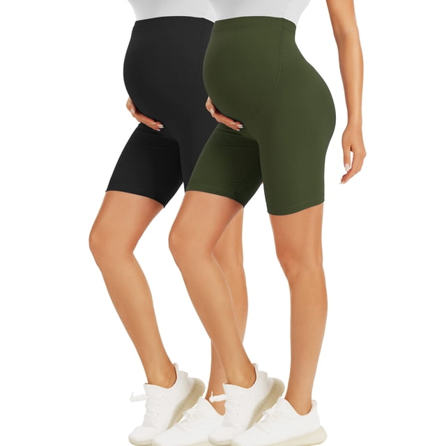 BONVIGOR Pantalones cortos de maternidad sobre el vientre Biker entrenamiento Yoga activo atlético embarazo pantalones cortos salón pijama