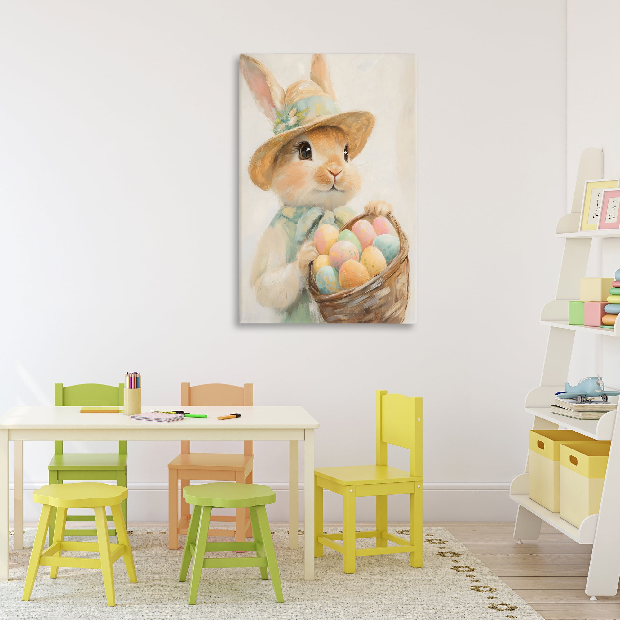 Stupell Industries Easter Egg Basket Rabbit Canvas Wall Art, design by The Prints Vibe