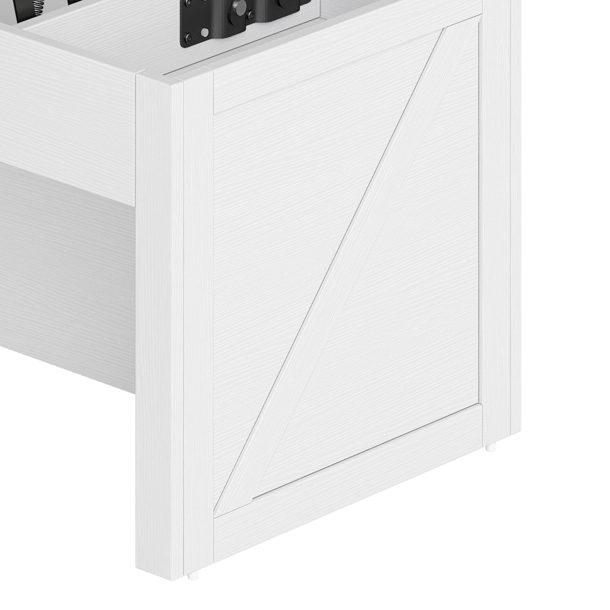 DEXTRUS Lift Top Coffee Table with Ottoman Bench on Wheels, Farmhouse Storage Center Table, White