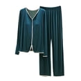 thumbnail image 2 of Njagoc3 Women's Long Sleeve Satin Pajama Set - Solid Color, Luxe Fabric, Fall & Sleep Wear, 2 of 3