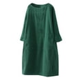 thumbnail image 1 of CEHVOM Robe Décontractée pour Femmes Grande Taille Col Rond Manches Longues en Velours Côtelé avec Poches, 1 of 4