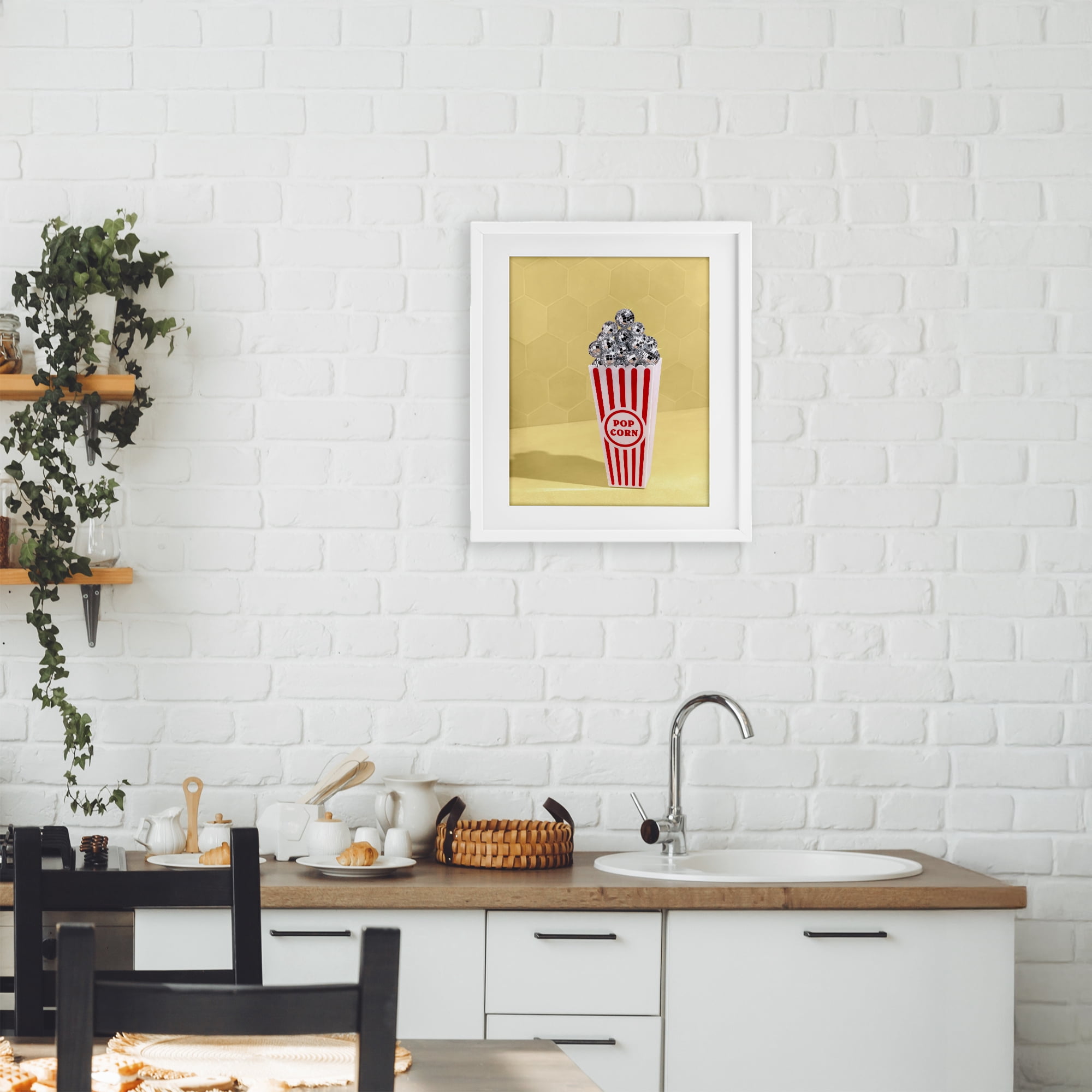 Stupell Industries Disco Filled Popcorn White Framed Print Under Glass, design by LISH Creative