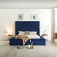 thumbnail image 3 of Woodpeckers Furniture and Mattress Velvet Platform Bed with Storage & Tufted Headboard - Queen Size Upholstered Bed Frame-Color:Blue, 3 of 3