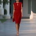 thumbnail image 3 of Women's Summer Satin Dress 2026 Elegant Sleeveless Dress Formal Wedding Guest Dresses Cocktail Party Midi Dresses,Red M, 3 of 6