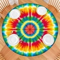 thumbnail image 2 of Rainbow Tie Dye Mandala Pattern Round Fitted Tablecloth with Elastic Edge,Dining Table Cover Waterproof,Outdoor Round Tablecloth for Camping,Dining,Indoor and Outdoor, 2 of 7