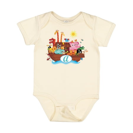 

Inktastic Monogram Letter a Childs Animals Ark Gift Baby Boy or Baby Girl Bodysuit