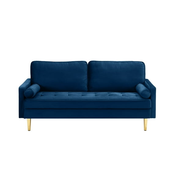 Dtwnek 65 inch Velvet Sofa Couch with Wood Frame, 2 Seater Loveseat Sofa for Living Room, Office, Navy Blue