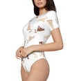 thumbnail image 2 of Daiia Leopard Print print Women's Crew Neck Short Sleeve Bodysuit Fashion Tops Fit Casual Basic Extender Bodysuit-Medium, 2 of 9