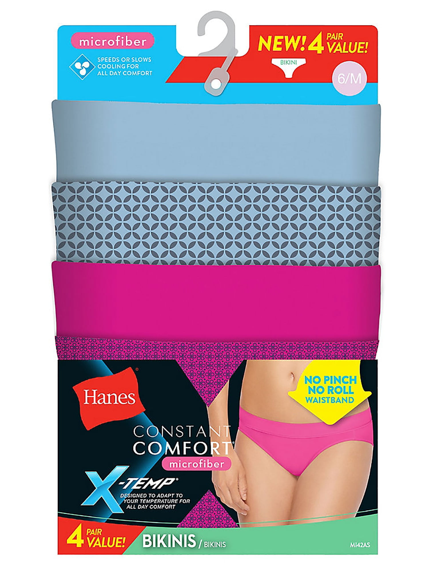 Hanes X-TempConstant Women's Microfiber Bikini Panties 4-Pack, Style MI42AS - Walmart.com