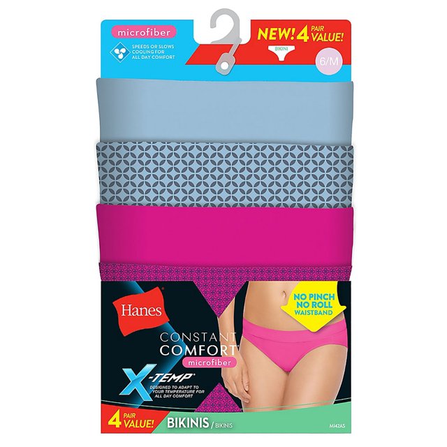 Hanes XTempConstant Women's Microfiber Bikini Panties 4Pack, Style