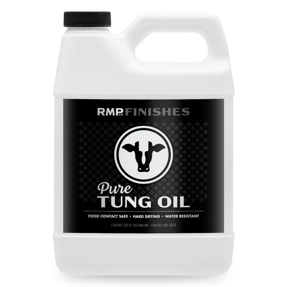 RMP Finishes Pure Tung Oil for Wood Finishing, Cutting Boards, Outdoor Furniture, Butcher Blocks, Wooden Flooring, Food Grade, Waterproof, 32oz.