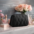 thumbnail image 4 of Fasiaou 3 Packs Pineapple Knit Makeup Bag Portable Zipper Cosmetic Pouch for Women Travel Organizer Small Toiletry Bag Cute Striped Pattern Leakproof Storage, 4 of 6