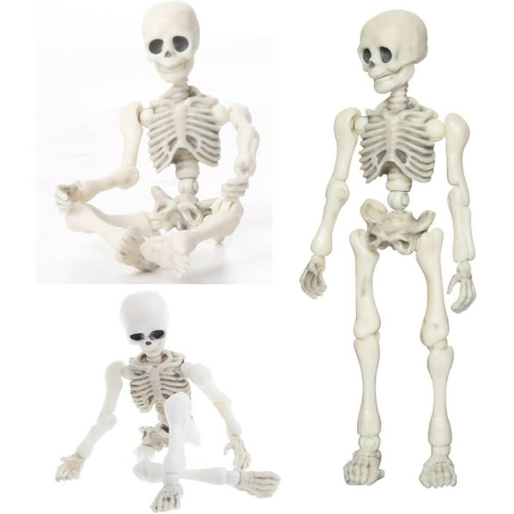 Fankiway Halloween Movable Skeleton Human Model Skull Full Body Mini Figure Toy , Decorations Skull Full Body Realistic Faux Human Skeleton Skull Decor