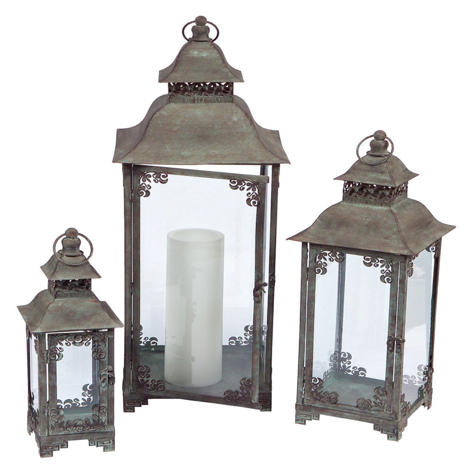 Melrose International Smoky Lantern Set of 3